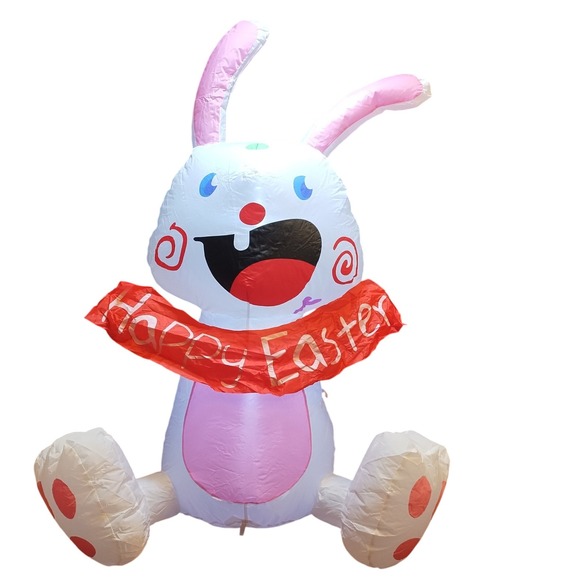 Unbranded Other - Easter Bunny Inflatable Outdoor Yard Decor Lighted Happy Easter Banner 3.5'